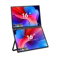 Moniteur portable double/triple empilable de 16 pouces avec logo personnalisé pour B2B/Vente en gros/Distribution/OEM, idéal pour ordinateur portable/PC de bureau/téléphone