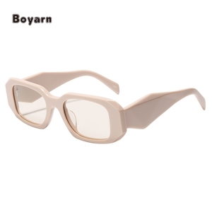 Boyarn แว่นกันแดดอะซิเตทรูปร่างไม่สม่ำเสมอโลโก้ตามสั่งแนวพังก์เล็กๆสีฟ้า/ชมพู/เหลืองขอบป้องกันรังสียูวี - Product Image 4