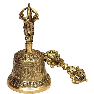 PARIJAT Artesanía Budista Tibetano Meditación Campana Dorje Set 5 Pulgadas Hecho Tradicional Fórmula Tibetana 7 Metales para Yoga Pilates - Product Image 3