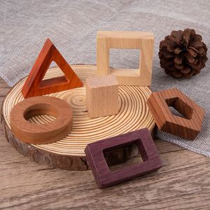 Safe Natural Solid Wood Stacker Stacking <b>Building</b> <b>Blocks</b> Wooden Baby Shape Sorter Toy - Product Image 5