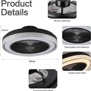 Haut-parleur intelligent nordique RGB à fréquence variable, ventilateur de plafond silencieux intégré avec éclairage et audio pour restaurant et salon - Product Image 2