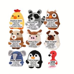 Offre Spéciale : Animaux en Crochet Faits Main (Pingouin, Poussin, Vache) avec Cartes de Soutien Émotionnel – Cadeaux Motivationnels pour la Maison - Product Image 1