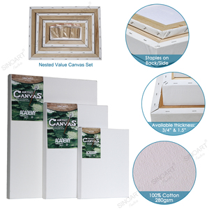 <span class=keywords><strong>Set</strong></span> di <span class=keywords><strong>tele</strong></span> intelaiate SINOART <span class=keywords><strong>per</strong></span> pittura, tela in puro cotone con telaio in legno, <span class=keywords><strong>set</strong></span> di <span class=keywords><strong>tele</strong></span> impilate <span class=keywords><strong>per</strong></span> pittura - Product Image 1