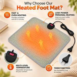 Tapis chauffant électrique extra large 55x50cm en PVC, économiseur <span class=keywords><strong>d</strong></span>'énergie, chauffe-pieds avec minuterie pour la maison, le bureau, sous le bureau - Product Image 2