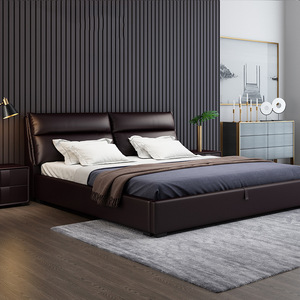 Leather <b>Bed</b> 1.8m Modern Minimalist Storage <b>Double</b> <b>Bed</b> Bedroom Furniture - Product Image 4