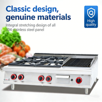 Cuisinière à gaz commerciale en acier inoxydable 82000 BTU, 4 brûleurs avec plaque de cuisson pour restaurant, facile à nettoyer