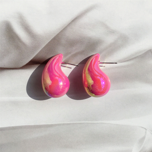 UJBOX mujer lágrima Stud pendientes Multicolor brillo acrílico grueso moda declaración boda fiesta joyería para mujer chica - Product Image 4
