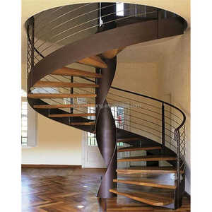 Escaleras prefabricadas modernas para interiores, escalera de caracol, escaleras de metal exterior con <span class=keywords><strong>escalones</strong></span> de madera de la fábrica Foshan en China - Product Image 3