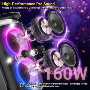 En gros, haut-parleur BT puissant de 160 W avec spectacle de lumière RVB : batterie de 15 heures, charge rapide, appariement TWS et conception portable pour l'extérieur et les fêtes - Product Image 2