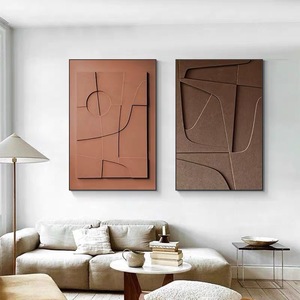 Grande Opera d'Arte da Parete Moderna Pittura Materica a Rilievo 3D Scultura Geometrica Fatta a Mano Minimalista Effetto Arenaria per Arredamento di Hotel - Product Image 2