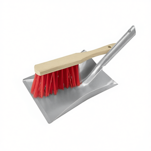 ชุดที่โกยขยะและแปรง 2 ชิ้น NLLE ทำจากโลหะพร้อมด้ามไม้ ขนแปรงสีแดงสำหรับทำความสะอาดพื้น - Product Image 2