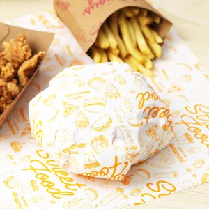 4-8 Farben Benutzer definierte Burger Butter Sandwich Verpackung Wrap Wrapping Food Safe Papier