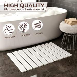 Alfombrilla de Baño Moderna de Tierra de Diatomeas, Alfombra de Baño Sólida Antideslizante, Secado Rápido, Súper Absorbente, Alfombrilla de Piedra Plegable para Baño - Product Image 3