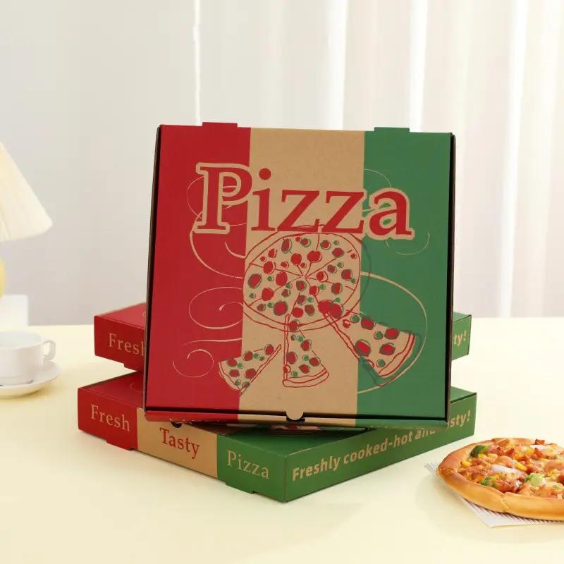 Custom biodegradable pizza boxes packaging commercial disposable pancake takeaway storage container with aluminium foil