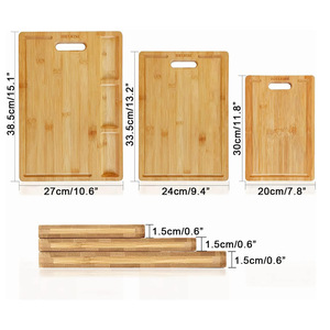 ชุดเขียงไม้ไผ่ 3 ชิ้น รูปทรงสี่เหลี่ยมผืนผ้า พร้อมหูจับ สำหรับใช้ในครัว - Product Image 5