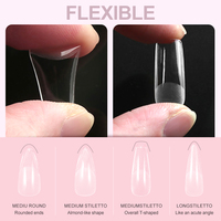 Pointes d'ongles en acrylique transparent, couverture complète, cercueil, presse sur ongles, vente en gros, 504 pièces