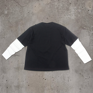 Camiseta Premium con Gráfico <span class=keywords><strong>de</strong></span> Rosas en Capas para Hombre, Bicolor en Blanco y Negro, Corte Holgado, Manga Larga, Estilo Casual con Estampado Artístico - Product Image 2