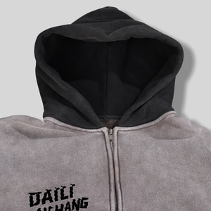 Fabricante personalizado de alta calidad lavado hombres sudadera logotipo impreso de gran tamaño Vintage cremallera sudaderas con capucha para hombres - Product Image 4