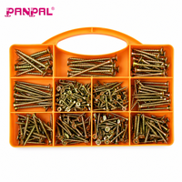 Assortiment de vis pour aggloméré 405 pièces, en acier au carbone zingué jaune, haute qualité, coffret d'outils