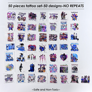 50 Pezzi Adesivi <span class=keywords><strong>Tatuaggio</strong></span> Kpop Gruppo Hunter Girl, Ecologici, Colorati, Cartoni Animati, Graffiti Creativi per Viso e Corpo - Product Image 4