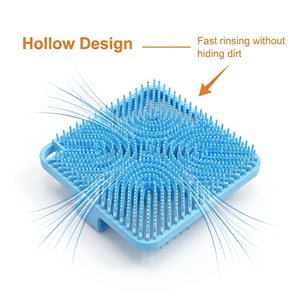 Square Hollow Silicone Pet Grooming <b>Brush</b> Soft Dense <b>Bristles</b> Anti Slip Handle Bath Deshedding Massage <b>Brush</b> With Suction Cup - Product Image 4