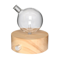 Diffuseur nébulisant en verre de 25 ml, cylindrique, rond, à brancher, avec lumière LED 7 couleurs, certifié CE RoHS, en bois de pin