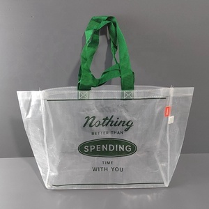 Bolsa de Mano Transparente Laminada de PP Tejido con Patrón de Letras, Logotipo Personalizado, Bolsa de Compras Extra Grande para Viajes - Product Image 3