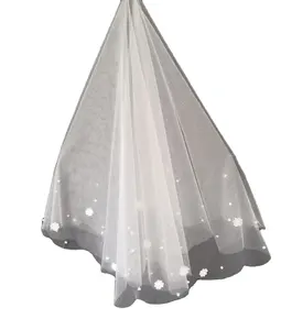 良好的反馈1.5米单软面纱婚纱新娘面纱珍珠小花
