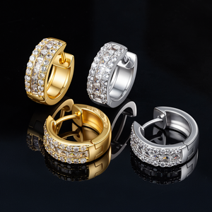 <span class=keywords><strong>Orecchini</strong></span> a Cerchio da Donna e Uomo in Argento Sterling 925 Placcato Oro 14K con Zirconia Cubica, Stile Catena Cubana, Idea Regalo di Compleanno - Product Image 1
