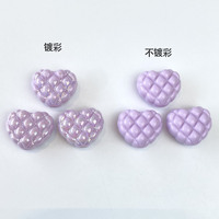 Perles en vrac en acrylique couleur unie motif grille AB en forme de cœur pour accessoires de pendentifs de chaînes de téléphone et porte-clés DIY, vente en gros
