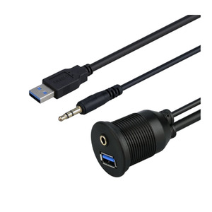 屏蔽式汽车仪表板安装扬声器 USB 3.5 毫米母头 USB 3.5 毫米公头 Aux 音频立体声电源延长线 PVC 汽车用 - Product Image 2