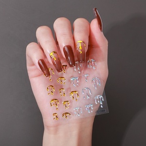 البوب الاصبع مخصص الذهب 5D مسمار البولندية ملصقات مصمم الماركات الجملة الفاخرة الأزرق فراشة و الزهور مسمار ملصقات فنية احباط - Product Image 2