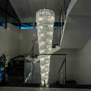 โคมไฟระย้าคริสตัลทรงยาวแบบเกลียวขนาดใหญ่พิเศษ พร้อมพู่คริสตัลหรูหรา สำหรับบันได/ทางเข้า - Product Image 5