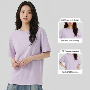 T-shirt a maniche corte <span class=keywords><strong>viola</strong></span> opaco in cotone pesante 230g di alta qualità per uomo e donna, vestibilità ampia e casual - Product Image 1