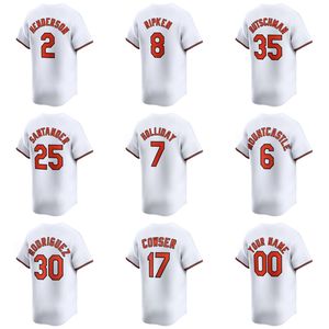 Vente en gros de maillots de baseball Baltimore Orioless brodés # 2 Gunnar Henderson # 8 Cal Ripken Sr. # 35 <span class=keywords><strong>Adley</strong></span> Rutschman Vêtements de softball - Product Image 1
