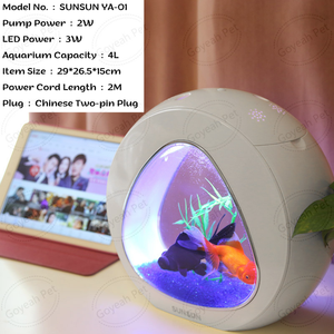 <span class=keywords><strong>Aquarium</strong></span> de bureau en acrylique de <span class=keywords><strong>1</strong></span> <span class=keywords><strong>gallon</strong></span> avec pompe de réservoir de poissons Betta et filtration-Bol à poisson de bureau pratique dans un emballage en boîte - Product Image 2