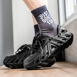 Zapatos Deportivos con Cordones y Suela Gruesa Negros para Hombre, Zapatillas Casuales Transpirables Antideslizantes para Papá - Product Image 2