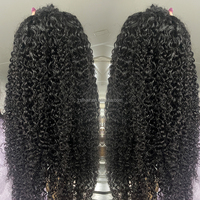 Perruque frontale en dentelle HD 13x4, qualité 12A, style Jerry Curly, densité 200, nœuds pré-décolorés, dentelle transparente sans colle, en cheveux humains, vente en gros