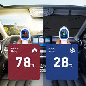 Parasol UV plegable para parabrisas delantero de gran oferta, logotipo personalizado de PVC + vinilo de titanio y plata, diseño de negocios/lujo para coche universal - Product Image 5