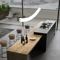 Lámpara Colgante LED de Latón Estilo Francés, Moderna y Minimalista, Tira Larga, Tamaño Mediano, Regulable, para Sala de Estar
