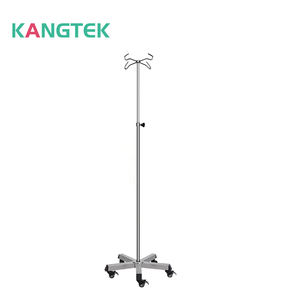 Rak medis portabel, rak berdiri tinggi dapat diatur, tiang infus Stainless Iv dengan dasar logam padat untuk klinik rumah sakit - Product Image 4