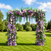 Arche de mariage style forêt avec arrangement floral, toile de fond carrée extérieure de 2,4 m avec support pour fêtes et cérémonies de mariage