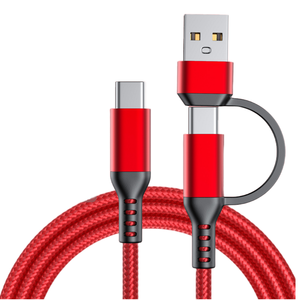 Nuevo Cable Adaptador 2 en 1 de Material Trenzado de Nailon Tipo <span class=keywords><strong>C</strong></span>, Cable de Carga Rápida, Tipo <span class=keywords><strong>C</strong></span>, 2 en 1, 3A, 60W, Tipo <span class=keywords><strong>C</strong></span>, para iPhone 15 - Product Image 3