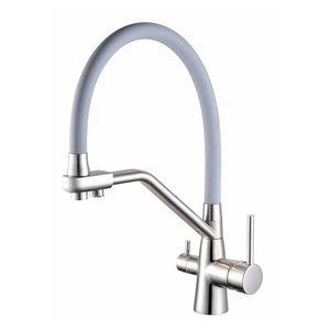 Robinet de lavabo moderne sans plomb en acier inoxydable 304, flexible, à poser sur comptoir, à 2 poignées, avec cartouche céramique, électroplaqué, col de cygne, pour hôtels et hôpitaux - Product Image 5