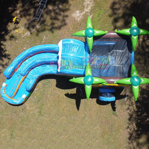 Dual lane curved wet combo bouncer party jumpiing castle pvc <b>inflatable</b> bounce <b>house</b> and slide for kids - Product Image 3