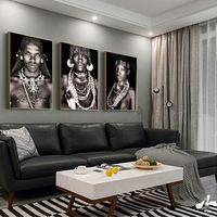 Toile d'art mural avec visage Tribal africain pour hommes et femmes, affiches et imprimés décoratifs