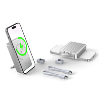 Batterie externe magnétique sans fil à charge rapide 10000 mAh, câble de données USB Type-C détachable, support de téléphone en forme de valise, batterie externe LED