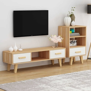 Soporte de <span class=keywords><strong>TV</strong></span> de lujo nórdico Simple <span class=keywords><strong>y</strong></span> moderno, tamaño pequeño para casa de alquiler estrecha, combinación de luz para sala de estar, gabinete lateral para almacenamiento - Product Image 3