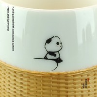 Service à thé en bambou tissé à la main avec fermoir en bambou incrusté de fils, origine Guizhou, artisanat de style chinois, Art du Maître Panda