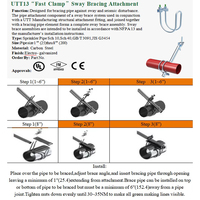 Attache de tuyau anti-oscillation électrogalvanisée UTT13, pince sismique homologuée UL FM pour tuyau d'irrigation et de protection incendie de 1 à 8 pouces